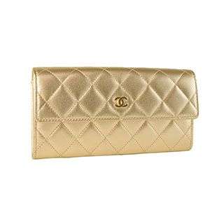 CHANEL：シャネル 2015年秋冬新作　マトラッセ二つ折り長財布 ゴールド(GOLD)