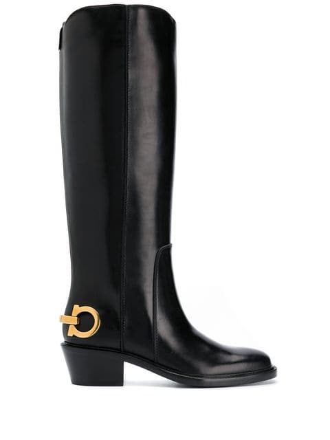 Salvatore Ferragamo ロゴ ニーハイブーツ 通販