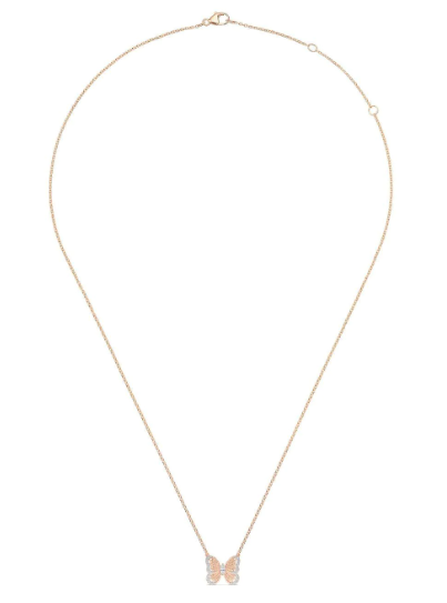 DE BEERS Portraits of Nature バタフライ ダイヤモンド ペンダントネックレス 18Kローズゴールド