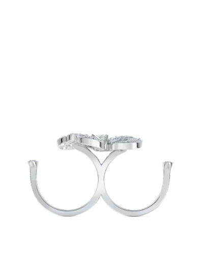 De Beers Jewellers Portraits of Nature バタフライ ダブルリング 18Kホワイトゴールド