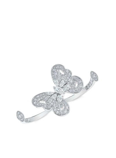 De Beers Jewellers Portraits of Nature バタフライ ダブルリング 18Kホワイトゴールド