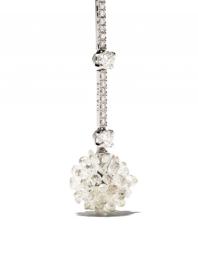 David Morris Briolette ダイヤモンド ピアス 18Kホワイトゴールド