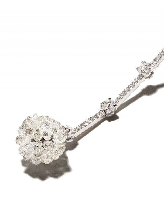 David Morris Briolette ダイヤモンド ピアス 18Kホワイトゴールド