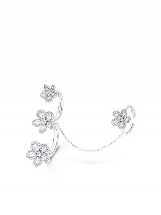 David Morris Miss Daisy 4 Flower Chain ダイヤモンド リング 18Kホワイトゴールド