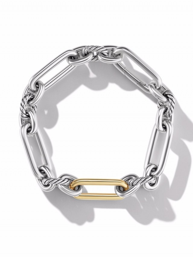 David Yurman DY Madison チェーン ブレスレット 18Kイエローゴールド＆スターリングシルバー