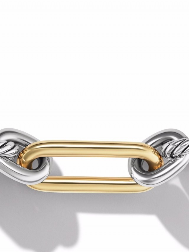 David Yurman DY Madison チェーン ブレスレット 18Kイエローゴールド＆スターリングシルバー