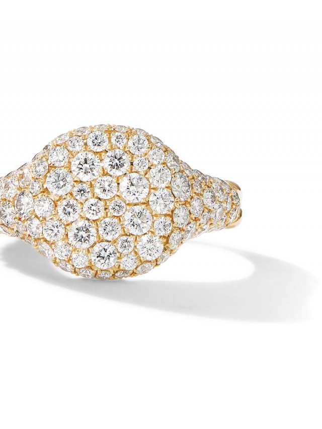 David Yurman Chevron Pavé ダイヤモンド ピンキーリング 18Kイエローゴールド
