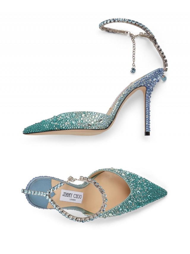 Jimmy Choo Saeda 100mm ビジュートリム パンプス