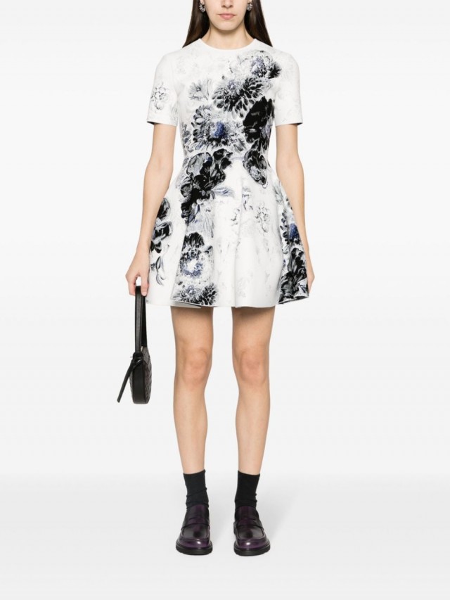 Alexander McQueen Chiaroscuro フローラル ミニドレス