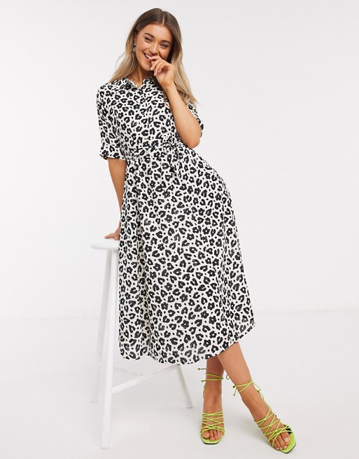 Fabienne Chapot Brizo leopard print midi shirt dress | ASOS