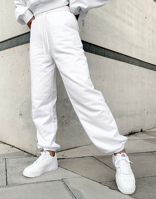 ASOS Weekend Collective co-ord oversized jogger with logo in white | ASOS