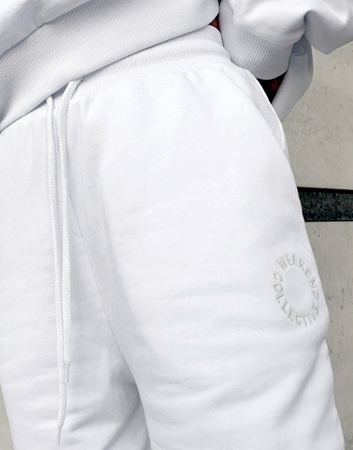 ASOS Weekend Collective co-ord oversized jogger with logo in white | ASOS