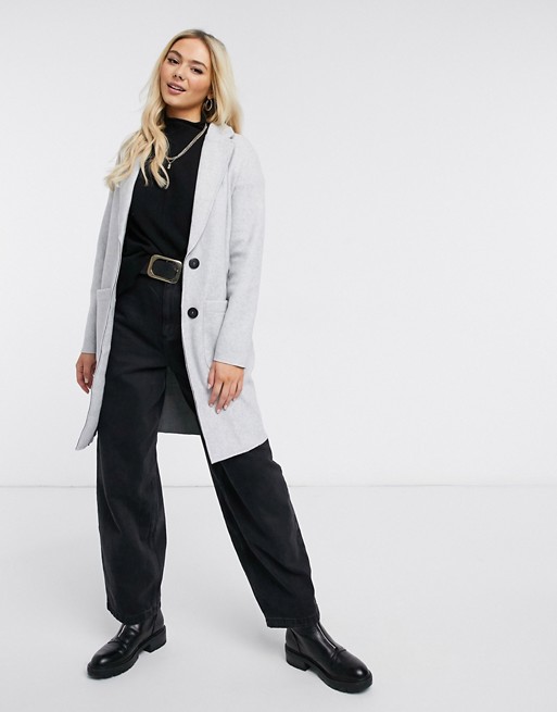 JDY longline coat in grey | ASOS