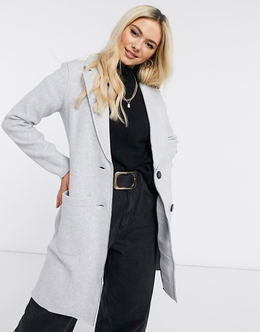 JDY longline coat in grey | ASOS