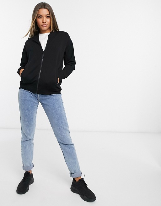 ASOS DESIGN lounge bomber jacket in sweat in black | ASOS