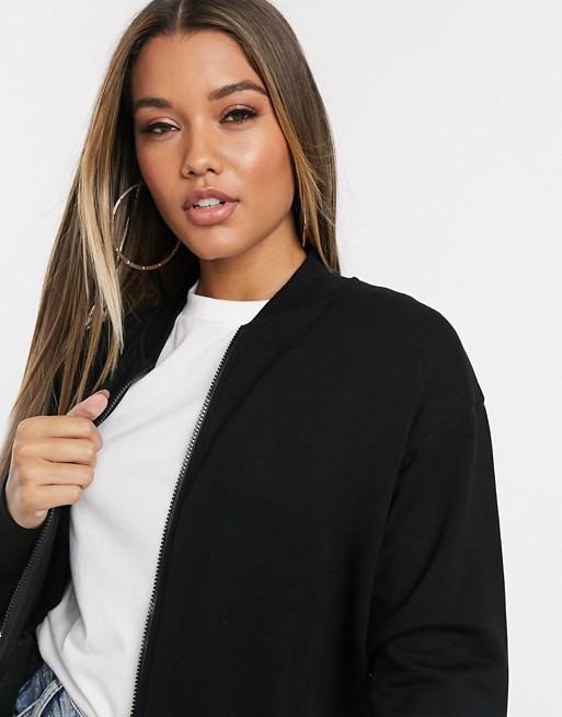 ASOS DESIGN lounge bomber jacket in sweat in black | ASOS