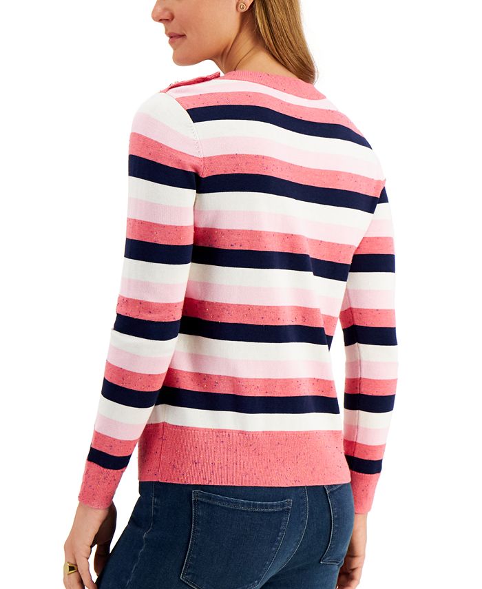 Charter Club Striped Button-Detail Sweater, Created for Macy's & Reviews - Sweaters - Women - Macy's