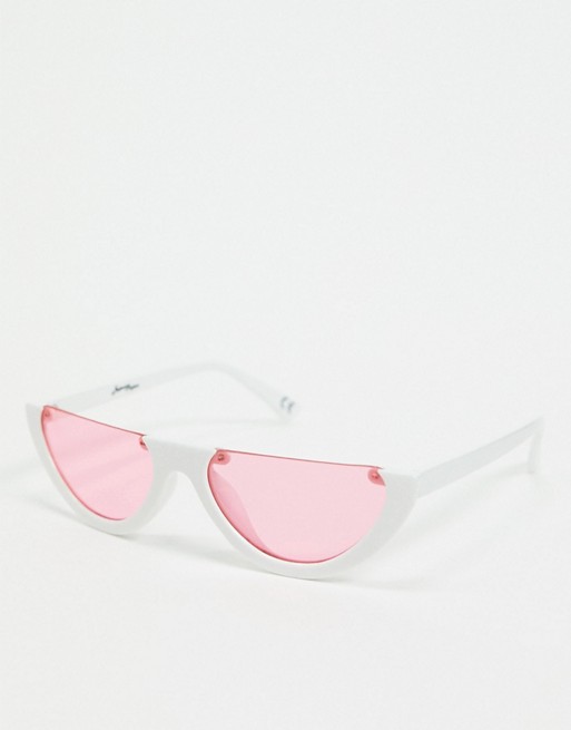 Jeepers Peepers cat eye sunglasses in white with pink lens | ASOS