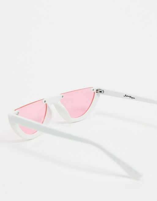 Jeepers Peepers cat eye sunglasses in white with pink lens | ASOS