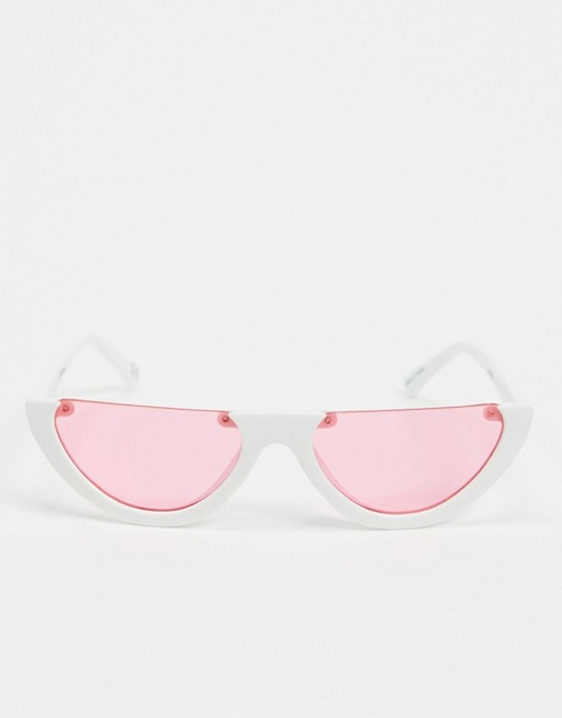 Jeepers Peepers cat eye sunglasses in white with pink lens | ASOS