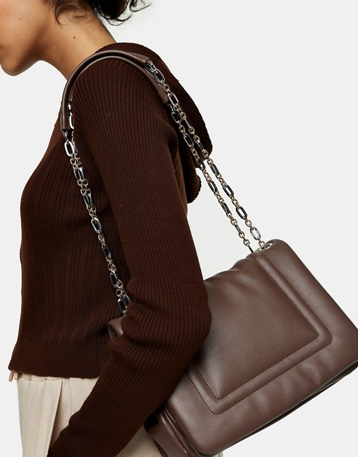 Topshop Puffy Shoulder bag in Chocolate | ASOS