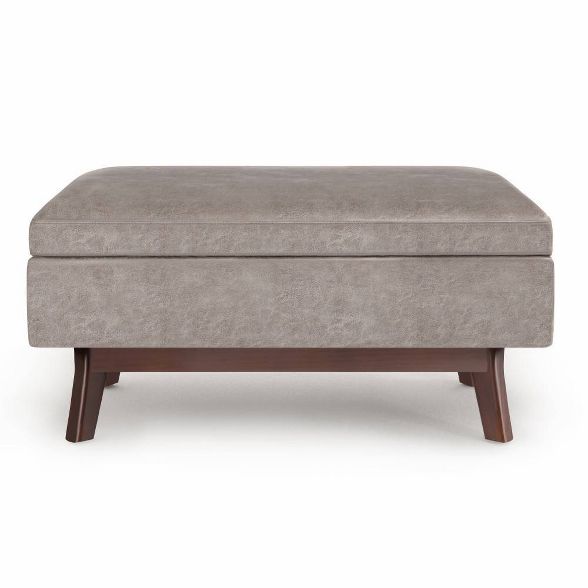 Small Ethan Rectangular Storage Ottoman Distressed Gray Taupe - Wyndenhall : Target