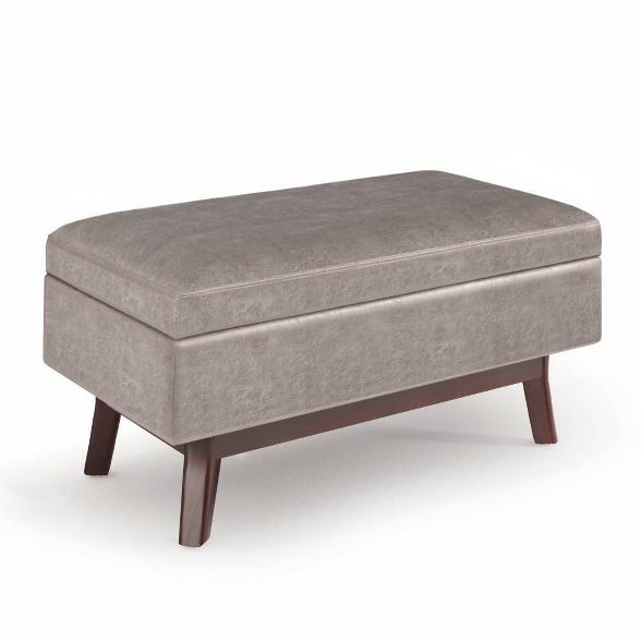 Small Ethan Rectangular Storage Ottoman Distressed Gray Taupe - Wyndenhall : Target