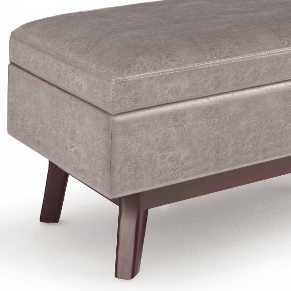 Small Ethan Rectangular Storage Ottoman Distressed Gray Taupe - Wyndenhall : Target