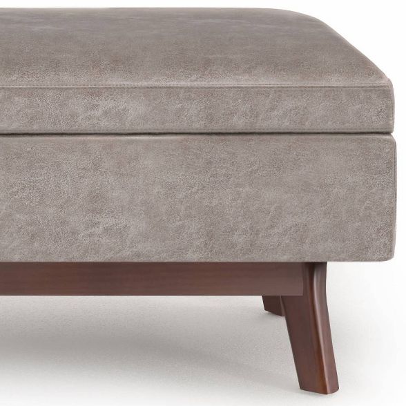 Small Ethan Rectangular Storage Ottoman Distressed Gray Taupe - Wyndenhall : Target