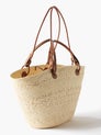 Beige Anagram-logo leather-trim woven basket bag | Loewe | MATCHESFASHION US