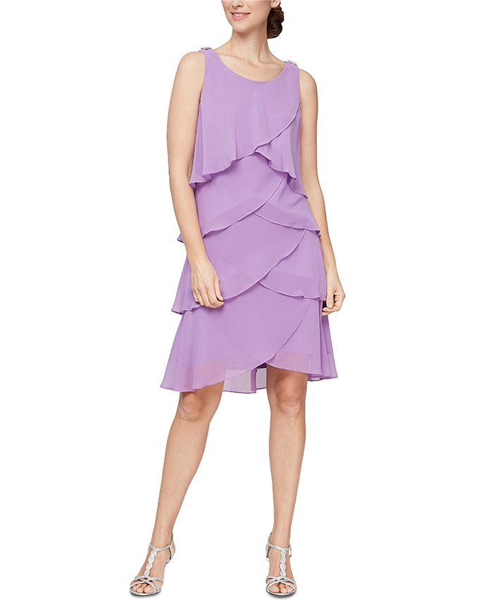 SL Fashions Tiered Chiffon Dress & Reviews - Dresses - Women - Macy's