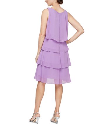SL Fashions Tiered Chiffon Dress & Reviews - Dresses - Women - Macy's