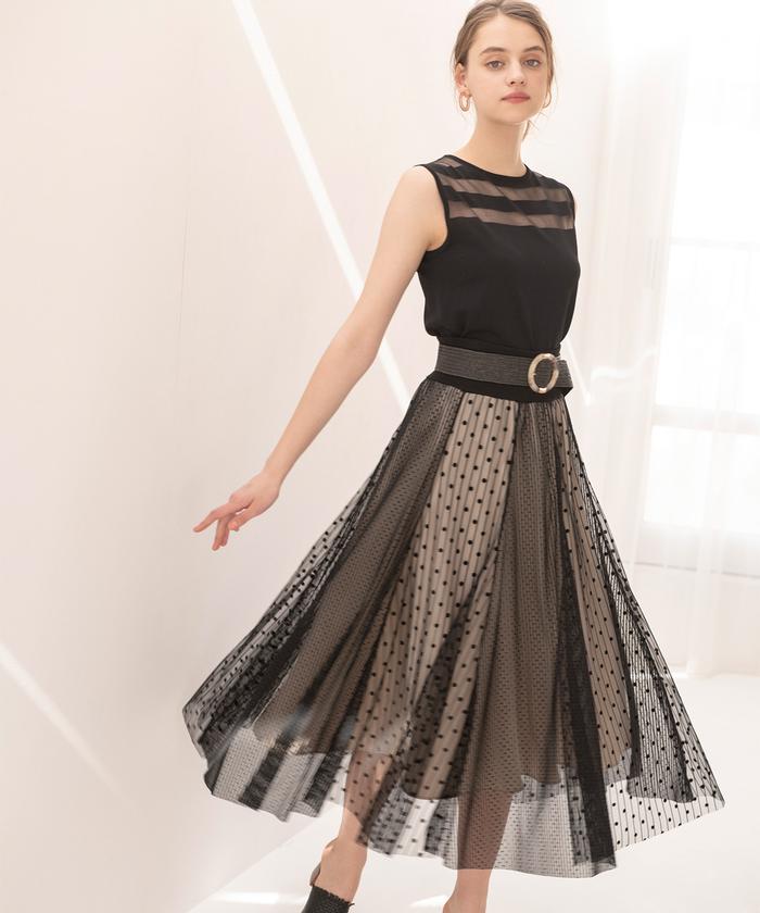 チュールストライプドットＭＩＸロングスカート(503983406) | アンドクチュール(And Couture) - MAGASEEK