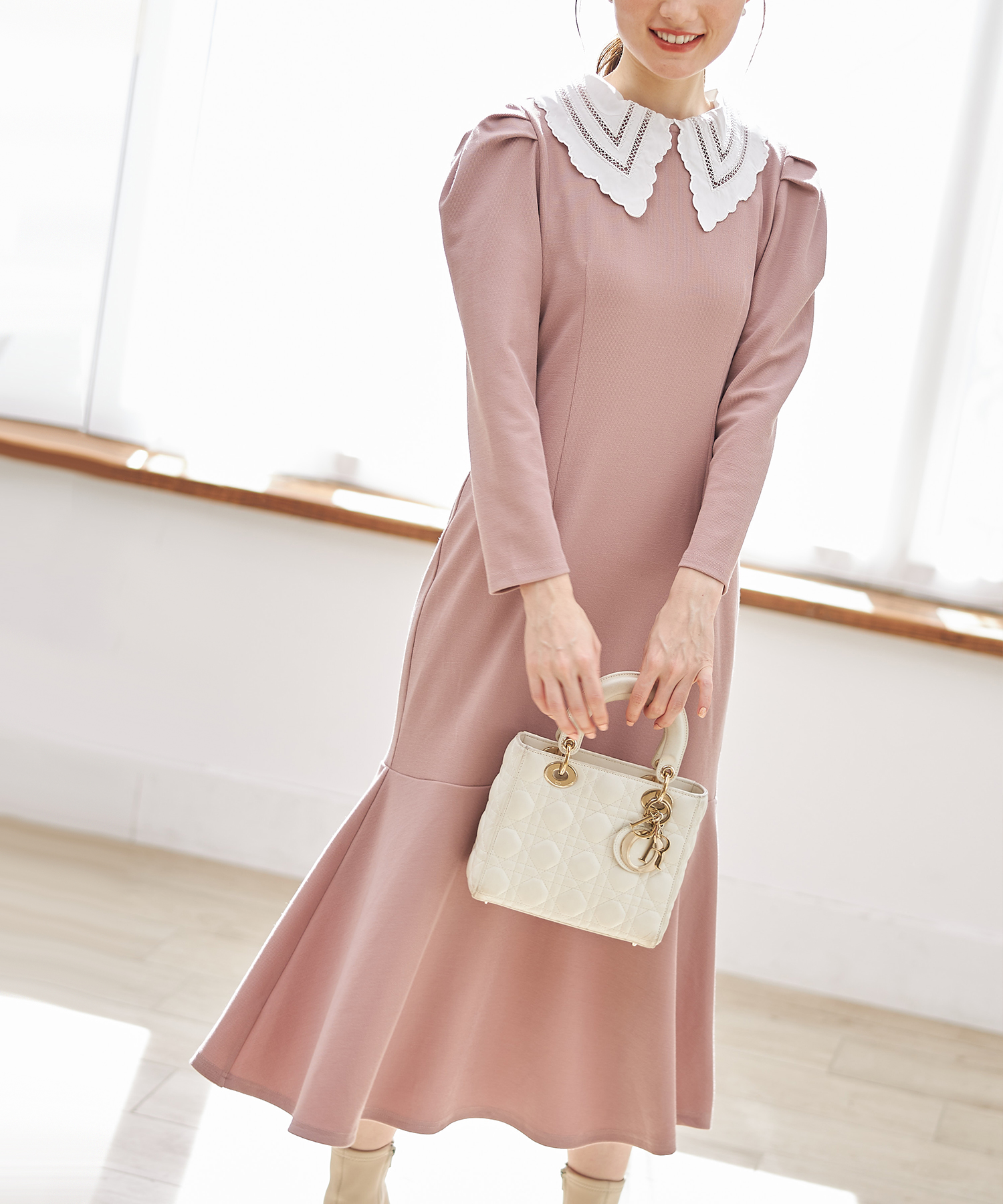 取り外し可能な襟付きマーメイドラインニットソーワンピース(504426199) | トッコクローゼットリュクス(tocco closet luxe) - MAGASEEK