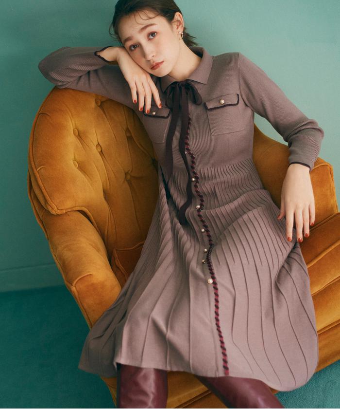 バイカラーリブフレアーワンピース(504112641) | ジルバイジルスチュアート(JILL by JILLSTUART) - MAGASEEK