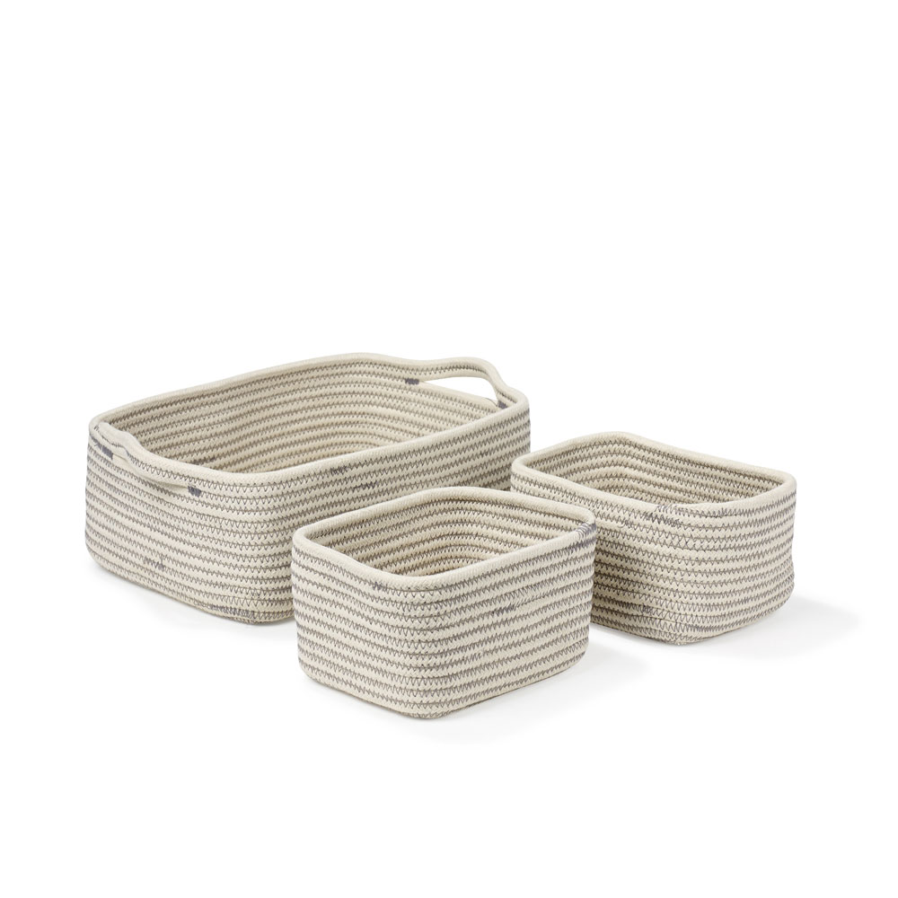 【sodahl】ソダール　ゼンバスケットスクエア　ホワイト/グレイSödahl Zen Basket 3 pcs off white：デザインアクセス