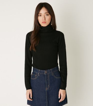 BASIC RIB KNIT TOPS BK