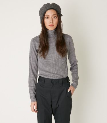 BASIC RIB KNIT TOPS GY