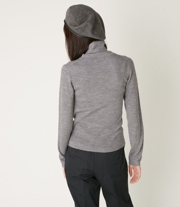 BASIC RIB KNIT TOPS GY