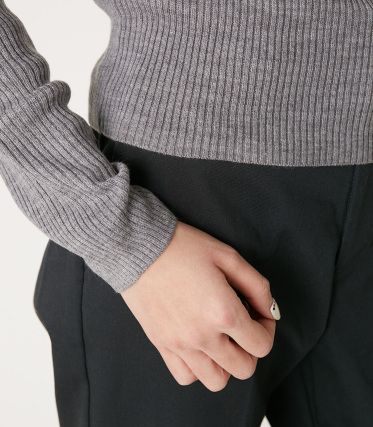 BASIC RIB KNIT TOPS GY