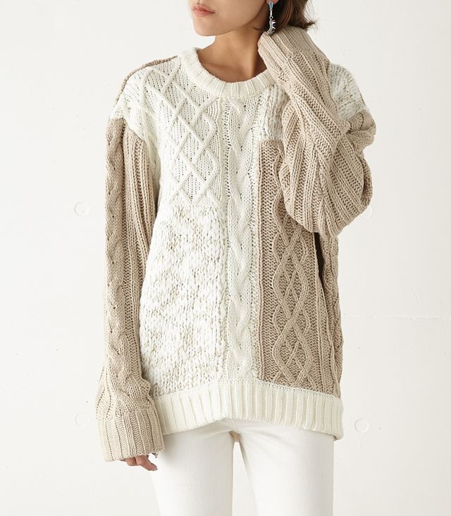 SLY MIX COLOR BLOCK CABLE LG TOPS