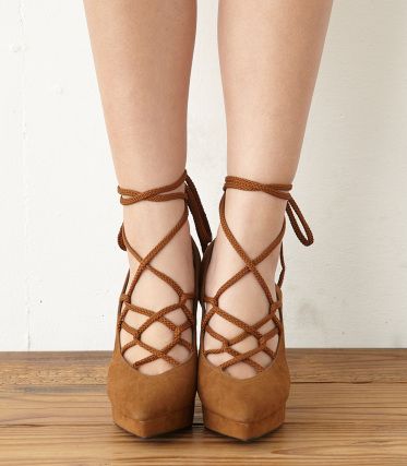 LACE UP BACK OPEN PUMPS CAM