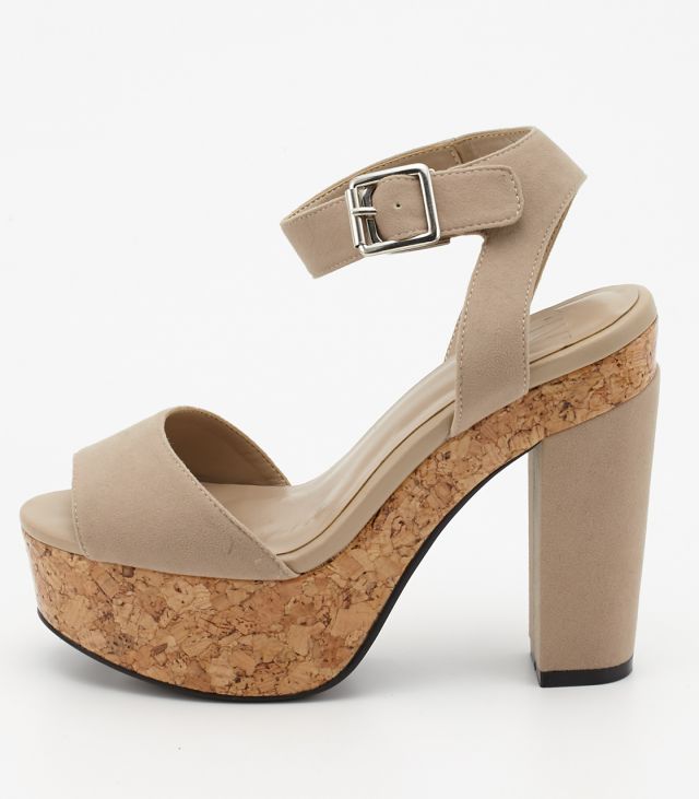 CORK HEEL SANDAL BEG
