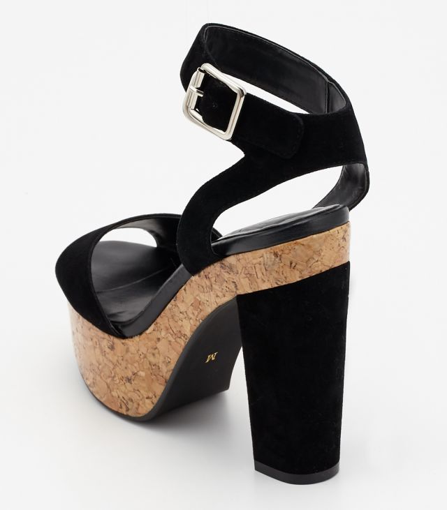 CORK HEEL SANDAL BLK