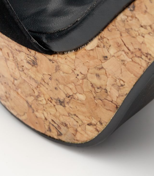 CORK HEEL SANDAL BLK
