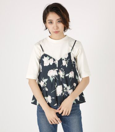FLOWER TUCK CAMI／F NVY