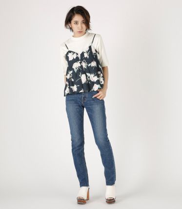 FLOWER TUCK CAMI／F NVY