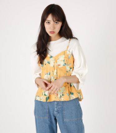 FLOWER TUCK CAMI／F YEL