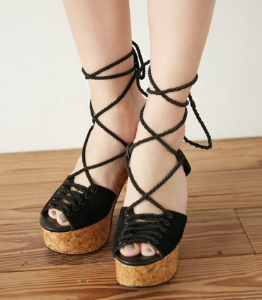 【SLY/スライ】CORK HEEL LACE UP SANDAL｜シェルター公式通販サイト｜SHEL'TTER WEB STORE