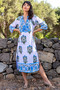 SZ Blockprints(エスゼット ブロックプリント)｜LONG KERALA KAFTAN PALLADIO コットンチュニック/ブルー の通販｜ELLESHOP・(エル・ショップ)